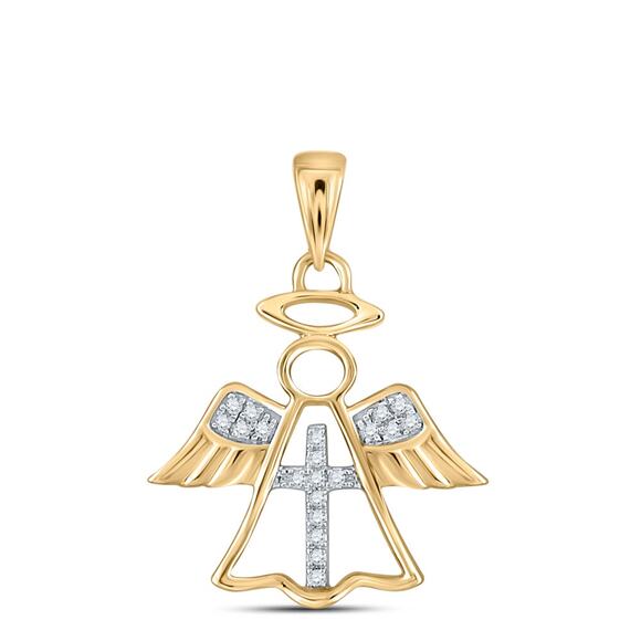 Diamond Angel Pendant 10k Yellow Gold - Picture 1 of 2